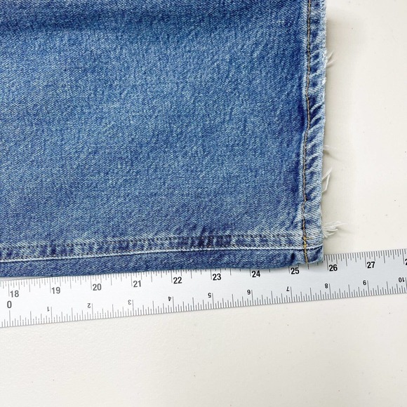 Agolde Riley Straight Crop Jeans Sz 32 Blue High Rise Button Fly Distressed - Picture 8 of 12